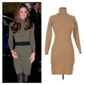 Ralph Lauren Collection Blue Label Turtleneck Sweater Dress Wool Cashmere Midi M